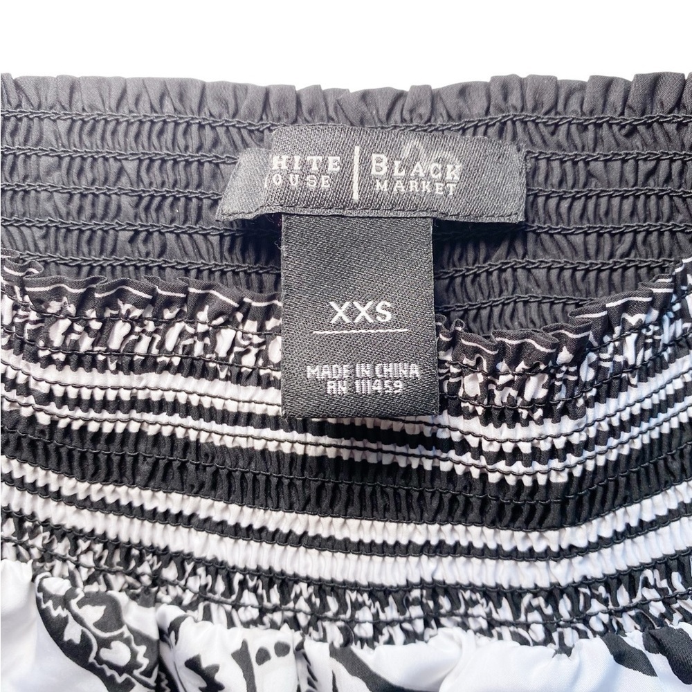 White House Black Market Black and White Paisley Tie Front Blouse - Picture 7 of 12